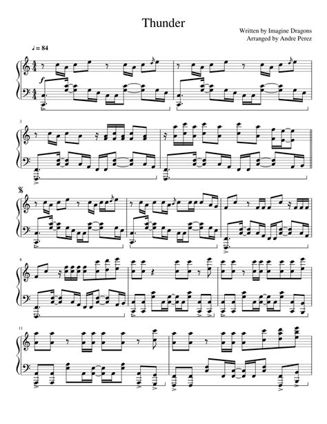 Thunder Imagine Dragons Sheet Music For Piano Solo