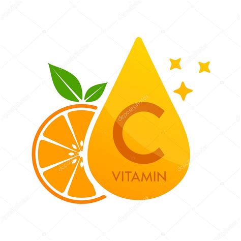 Icono De Vitamina C Con Fruta Naranja Forma Suero De Gota L Nea Simple