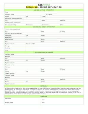 Fillable Online Ecomaine Recycling Credit Application Ecomaine