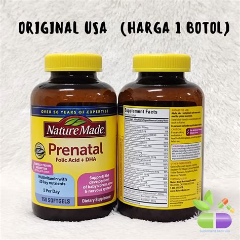 Jual Nature Made Prenatal Multi Dha 200 Mg Dha 150softgels Untuk Wanita Hamil Shopee Indonesia