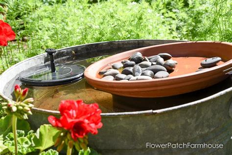 DIY Solar Fountain Hummingbird Bath - Flower Patch Farmhouse