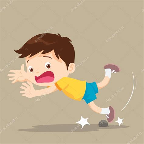 Boy Falling Stumble Tripping Over Stone — Stock Vector © Watcartoon