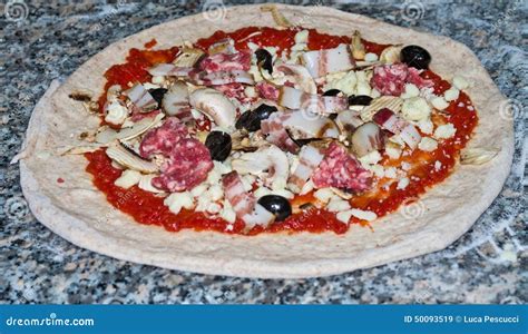 Pizza ready for oven stock image. Image of delivery, italian - 50093519