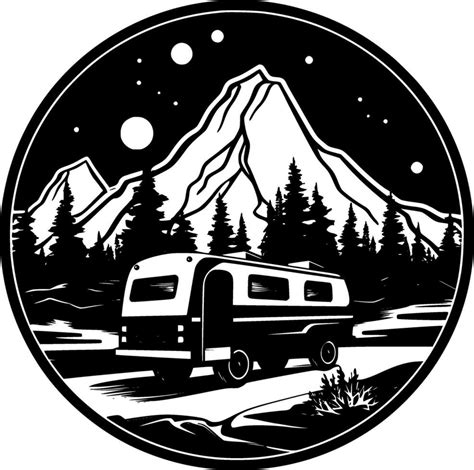 Camping, Black and White Vector illustration 26704239 Vector Art at Vecteezy