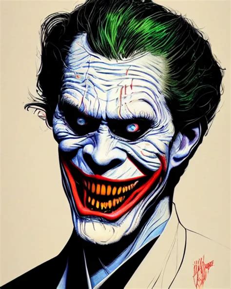 Willem Dafoe As The Joker Big Smile Grotesque Stable Diffusion