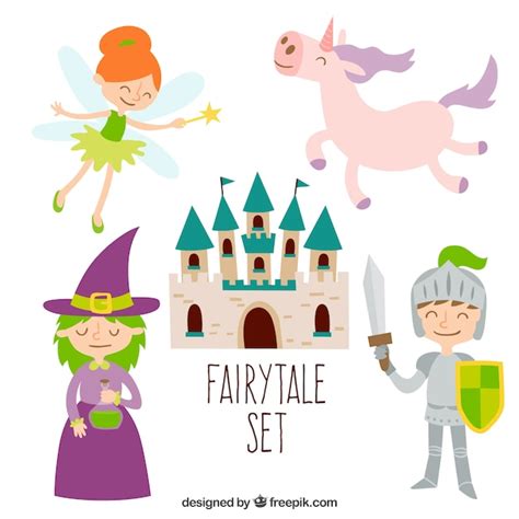 Premium Vector Cute Fairytale Set