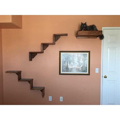 Artisan Made - (2) Floating Cat Wall Stairs + (1) Floating Cat Wall Bed - CatsPlay Superstore