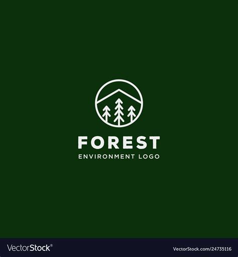 Mountain forest nature badge line simple logo Vector Image