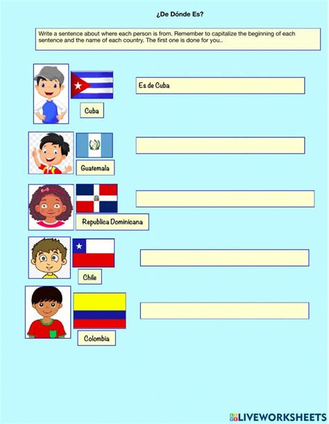 Ficha Online De Pa Ses Y Nacionalidades Para Middle School Puedes