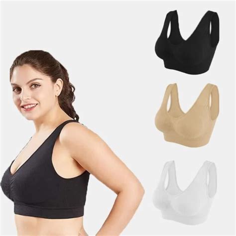 Lot de 3 Femme Soutiens Gorge Sans Armatures Sous vêtements Femmes Lingerie Coussin de Poitrine