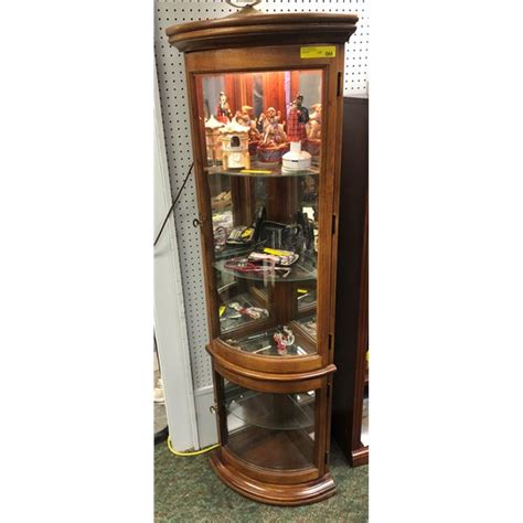 Curved Glass Front Lighted Corner Display Cabinet