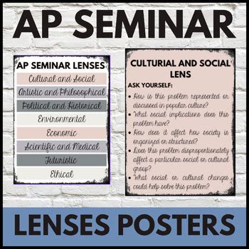 AP Seminar Lenses Poster Set / 5 Unique Color Schemes by Modern ELA Materials