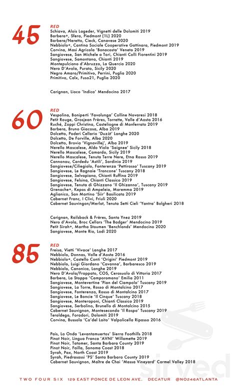 no. 246 menu in Decatur, Georgia, USA