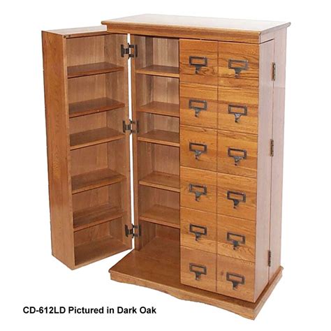 Librarian's Mission Style CD/DVD Media Storage Cabinet - Oak