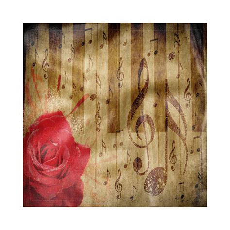 Music Napkins Set Of Notes And Musical Symbols On Rustic Piano