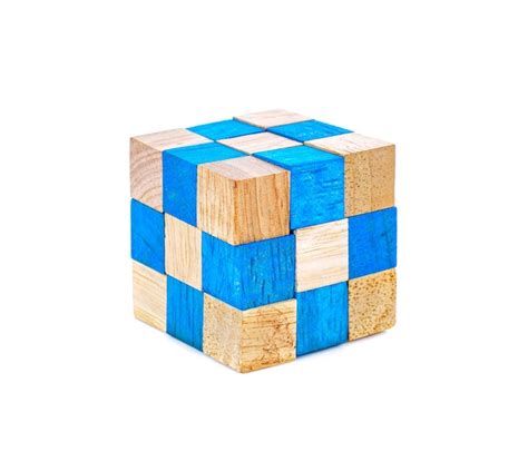 Premium Photo Wooden Rubik Cube Isolated On White Background