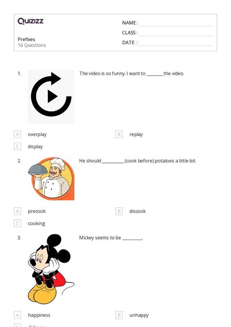 Prefixes Worksheets On Quizizz Free Printable