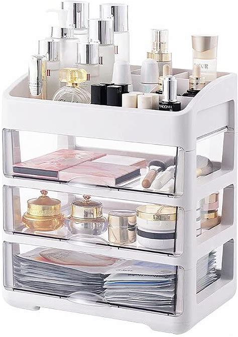 Amazon.com: Makeup Organizer with 3 Drawers, Acrylic Clear Cosmetic ...