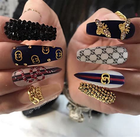 HoodRICHBRATS Gucci Nails Golden Nails Coffin Nails Designs