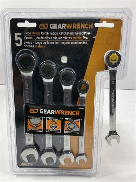 Gearwrench 93004D 5 Piece 72 Tooth 12PT Ratcheting Combination Metric