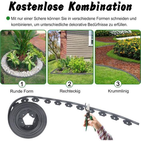 Uisebrt Rasenkante Kunstoff M Flexible Lawn Edging Mit Erdanker