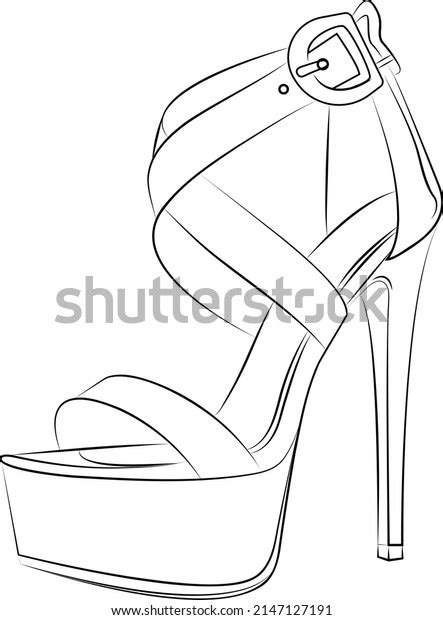 High Heels Outline Stype Vector Design Stock Vector Royalty Free