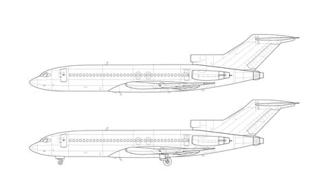 Boeing 727-100 blank illustration templates – Norebbo