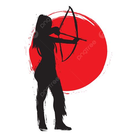 畫筆描邊風格女性弓箭手人物剪影 向量 射手 女人剪影 筆觸向量圖案素材免費下載，png，eps和ai素材下載 Pngtree