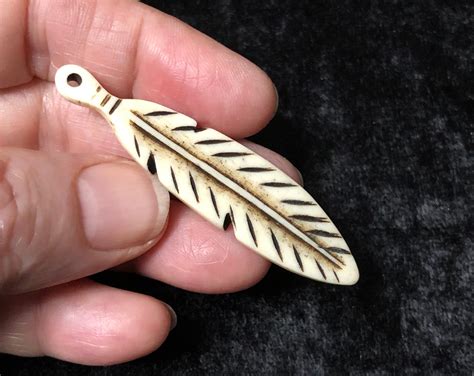 Hand Carved Native American Style Bone Feather Pendants 1 Etsy