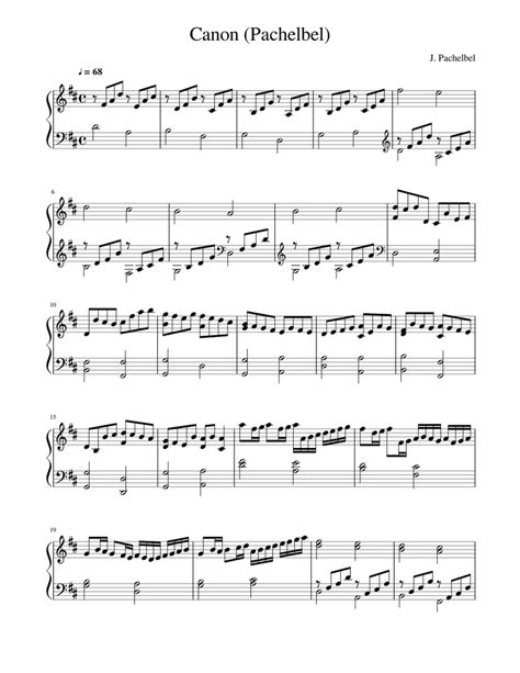 Canon Pachelbel Sheet Music For Piano Solo