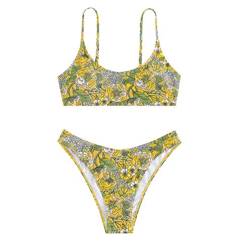 Mustard Yellow Womens Bikini Sets Beach Match Lounge Top Swimsuits