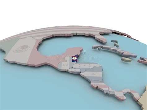 Mapa Político De Belice En El Globo Con La Bandera Stock de ilustración