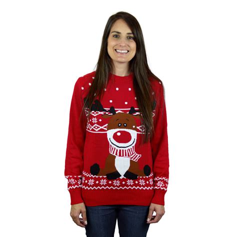 Red Christmas Jumper with Rudolph the Happy Reindeer – Christmas Jumper ...