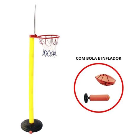 Cesta De Basquete Infantil Tabela Bola Aro Cesta Base Rede Estrutura