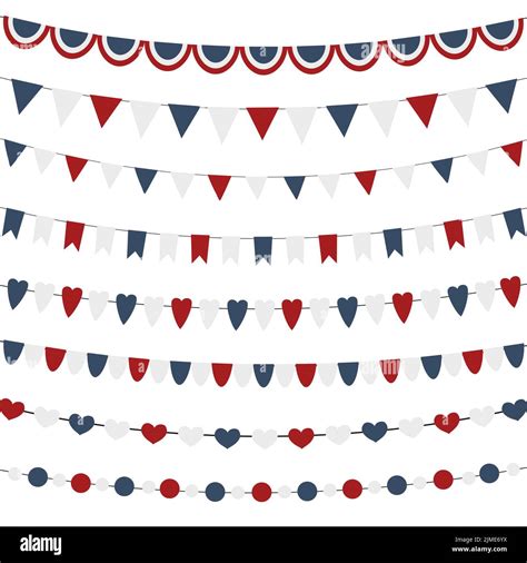 Bunting Flags Set For Independence Day Isolated Stock Vector Image