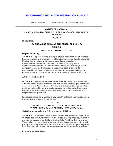 LEY Organica DE LA Administracion Publica LEY ORGANICA DE LA