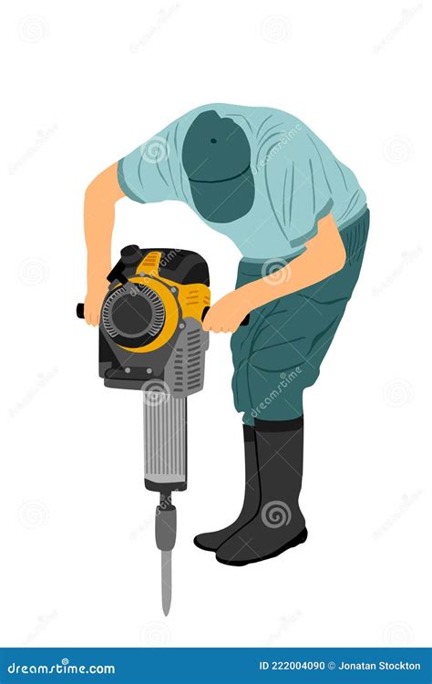 Construction Worker Electric Drill Illustration Drilling Concrete