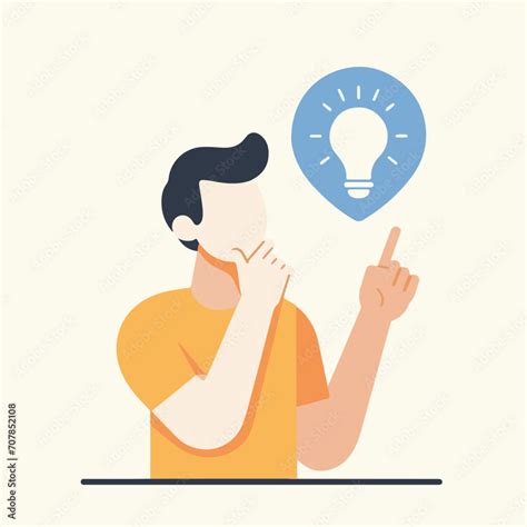 Minimalist Illustration Of People With Brilliant Ideas Thinking Person