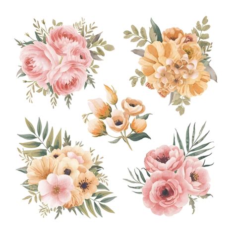 Premium Vector Delicate Rosy Pink Watercolor Florals