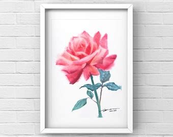 Original Watercolor Red Rose Painting X Inches Etsy