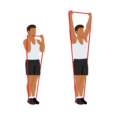 Man Doing Resistance Band Standing Shoulder Press Overhead Press