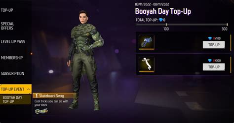 Free Fire MAX Booyah Top Up Event Guide To Get Free Skateboard Swag