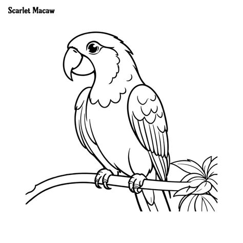 Premium Vector Scarlet Macaw Hand Drawing Coloring Page And Outline