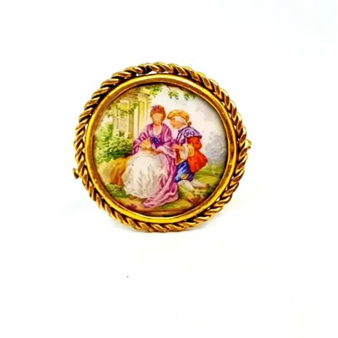 Broche En Porcelaine De Limoges Broche France Sc Ne Romantique