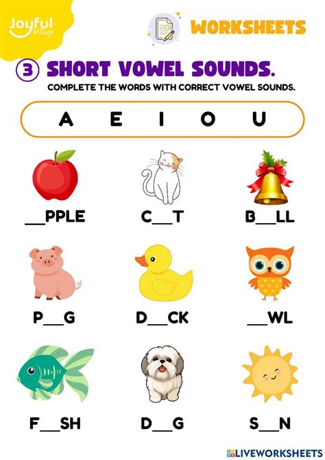 Short Vowel Sounds Worksheet Kindergarten Printable Online