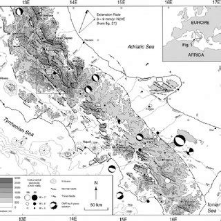 Seismotectonic Map Of The Central Southern Apennines Fault Traces Are