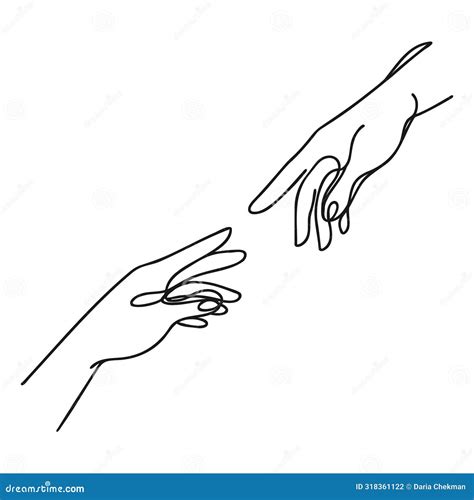 Continuous Line Vector Illustration Of Two Hands Barely Touching One