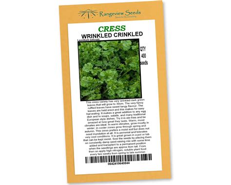 Cress Wrinkled Crinkled Rangeview Seeds Gardensonline