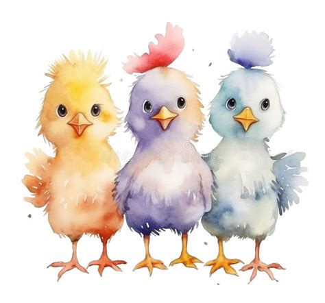 Watercolor Hen Chicks Stock Illustrations 93 Watercolor Hen Chicks