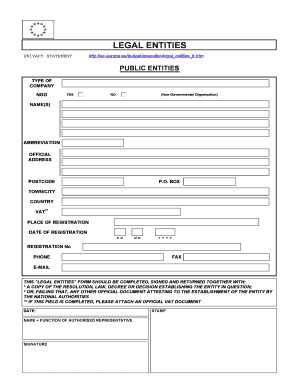 Fillable Online Ec Europa Legal Entities Form Europa Ec Europa Fax